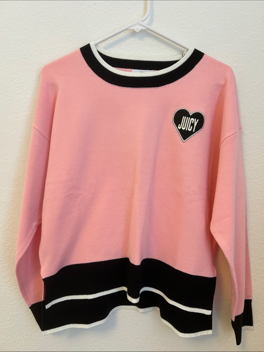 Juicy Couture Block Sweater in Pink & Black Size Medium NWT